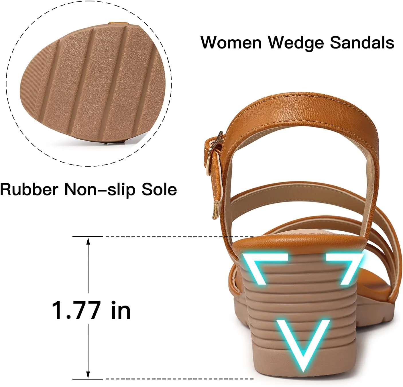 SWQZVT Wedge Sandals Women Dressy: Summer Low Wedges Comfort Sandal - Comfortable Strappy Casual Womens Sandals