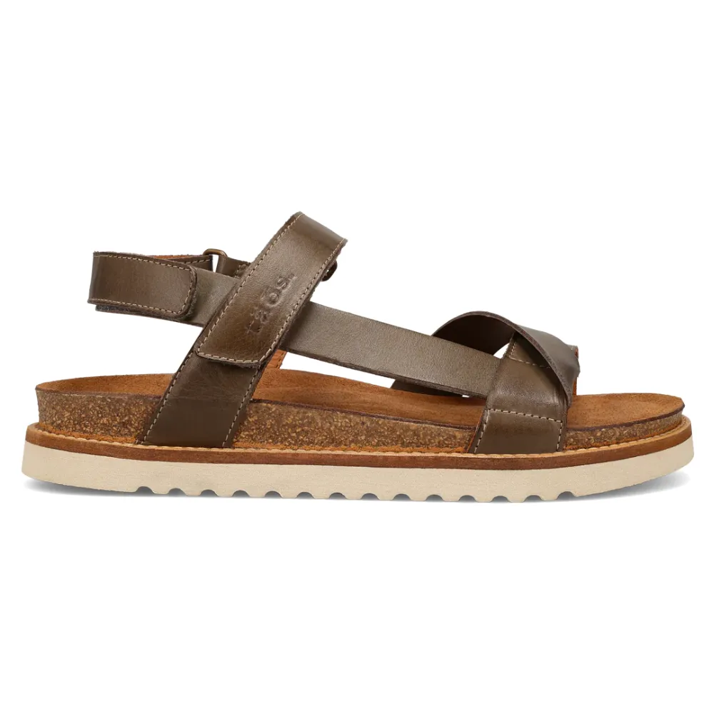 Taos Sideways Olive Leather Sandal (Women's)