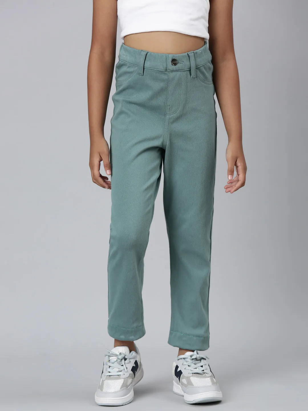 Teal Cotton Poly Stretch Super Stretch Jeggings