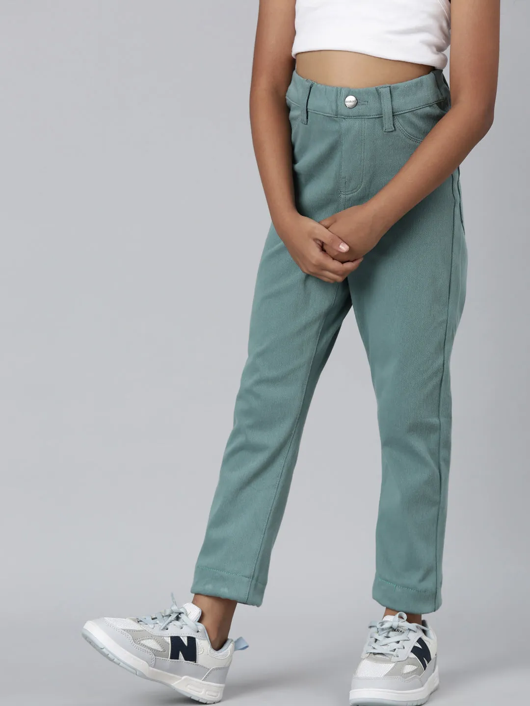 Teal Cotton Poly Stretch Super Stretch Jeggings