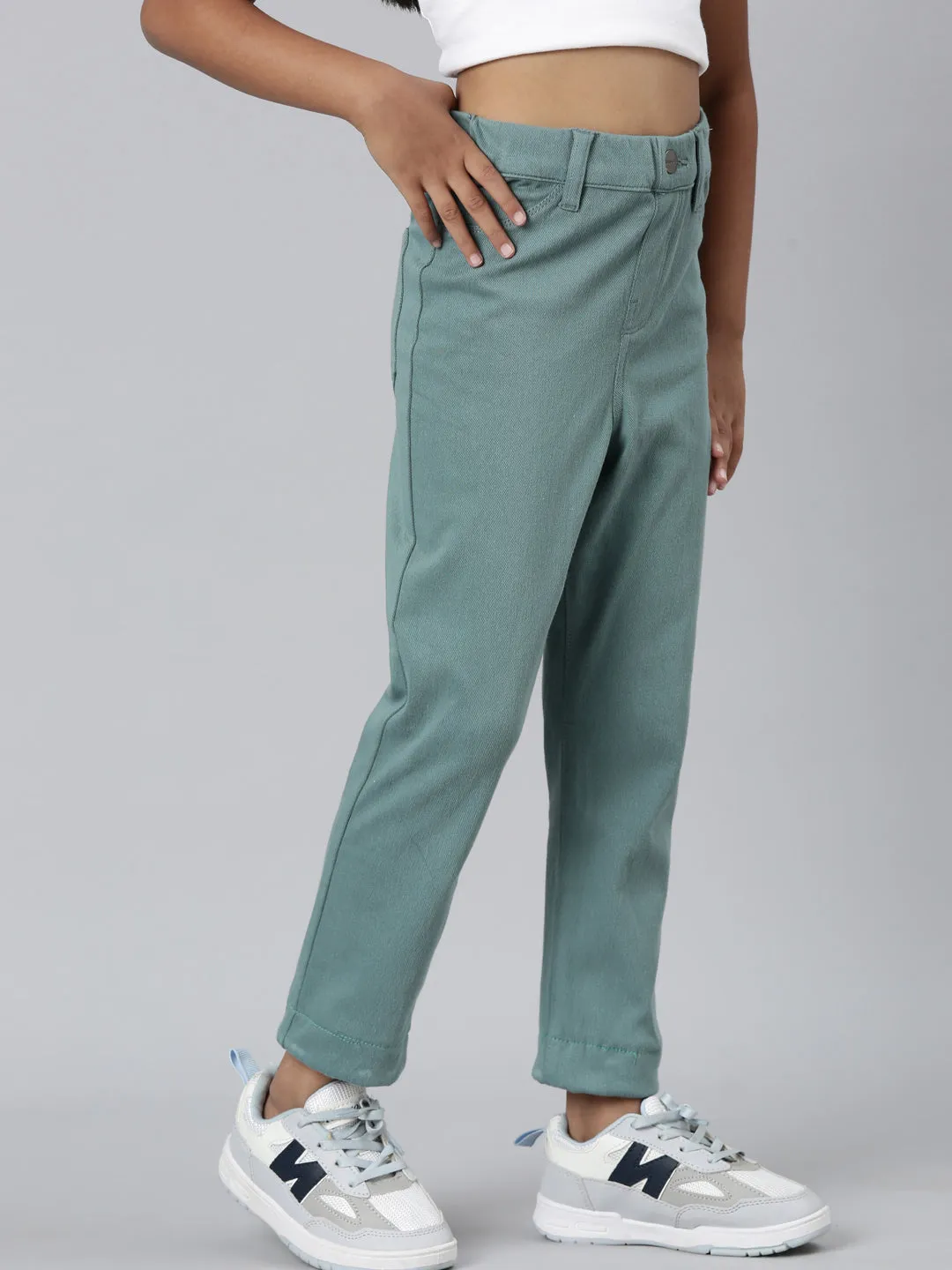 Teal Cotton Poly Stretch Super Stretch Jeggings