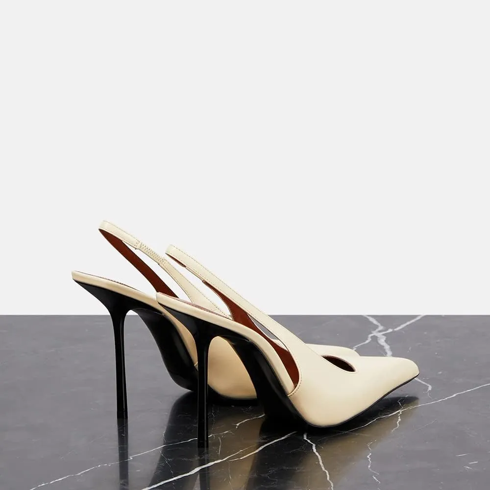THESHY Women's Pointed Toe High Stiletto Heels Slingback Stretch Slip-on Pumps Backless Patent Leather Fashion Dress Shoes for Women