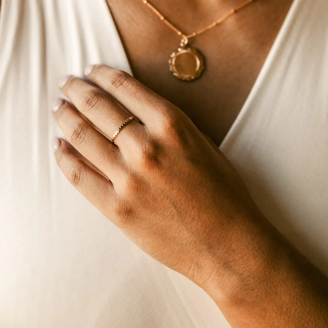 Thin Flat Beaded Ring
