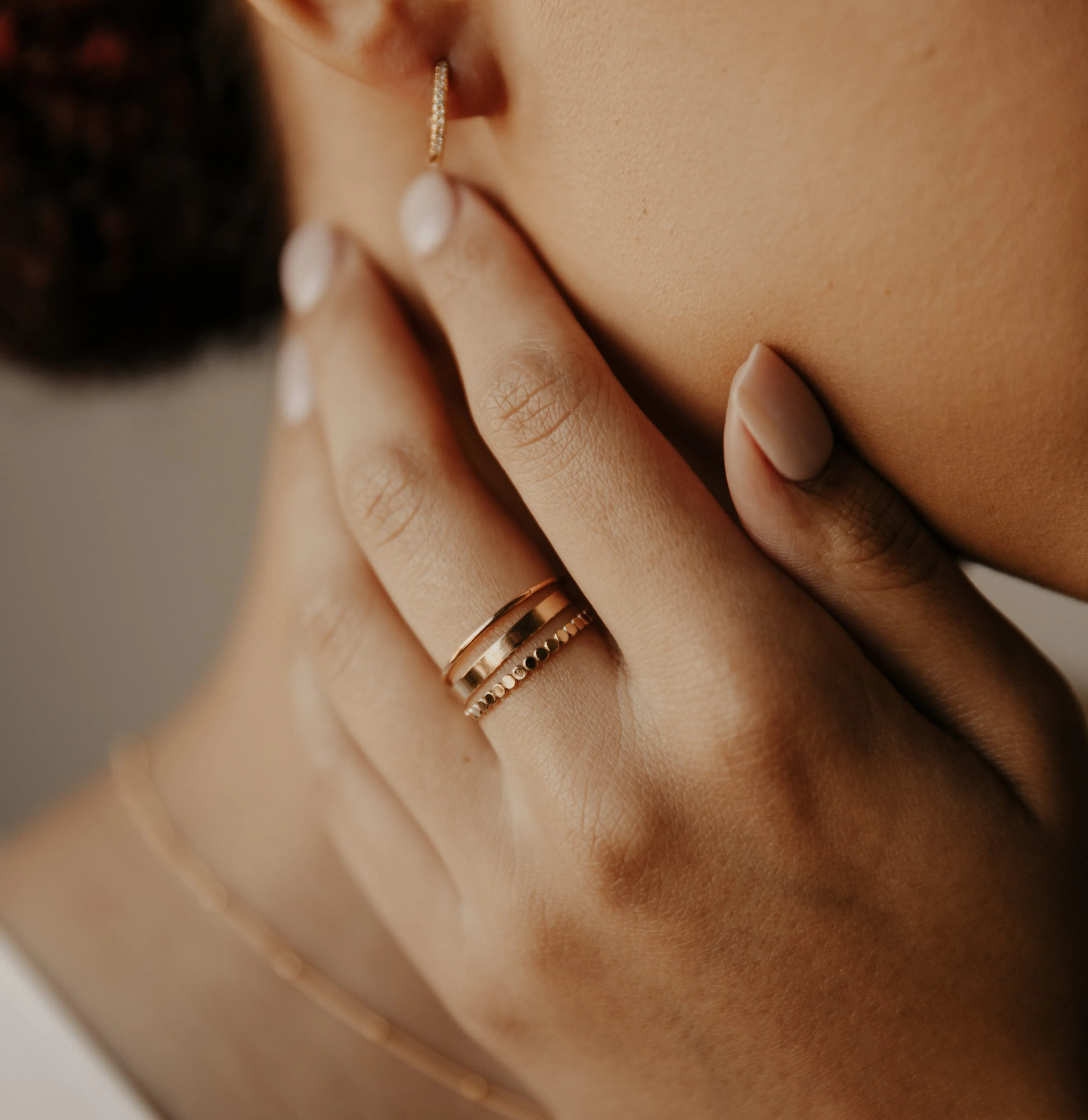 Thin Flat Beaded Ring