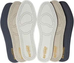 Thin Leather Insoles for Men Nonslip Shoe Pads with Activated Carbon for Odor Eatering and Sweat Absorbing Black Leather Inserts for Boots and Dress Shoes (3 Pairs/Mens US 8-8.5)