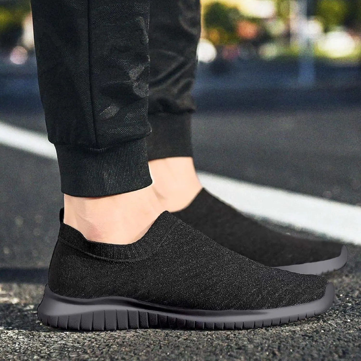 TIOSEBON Men's Slip On Walking Shoes Knit Mesh Tennis Sneaker
