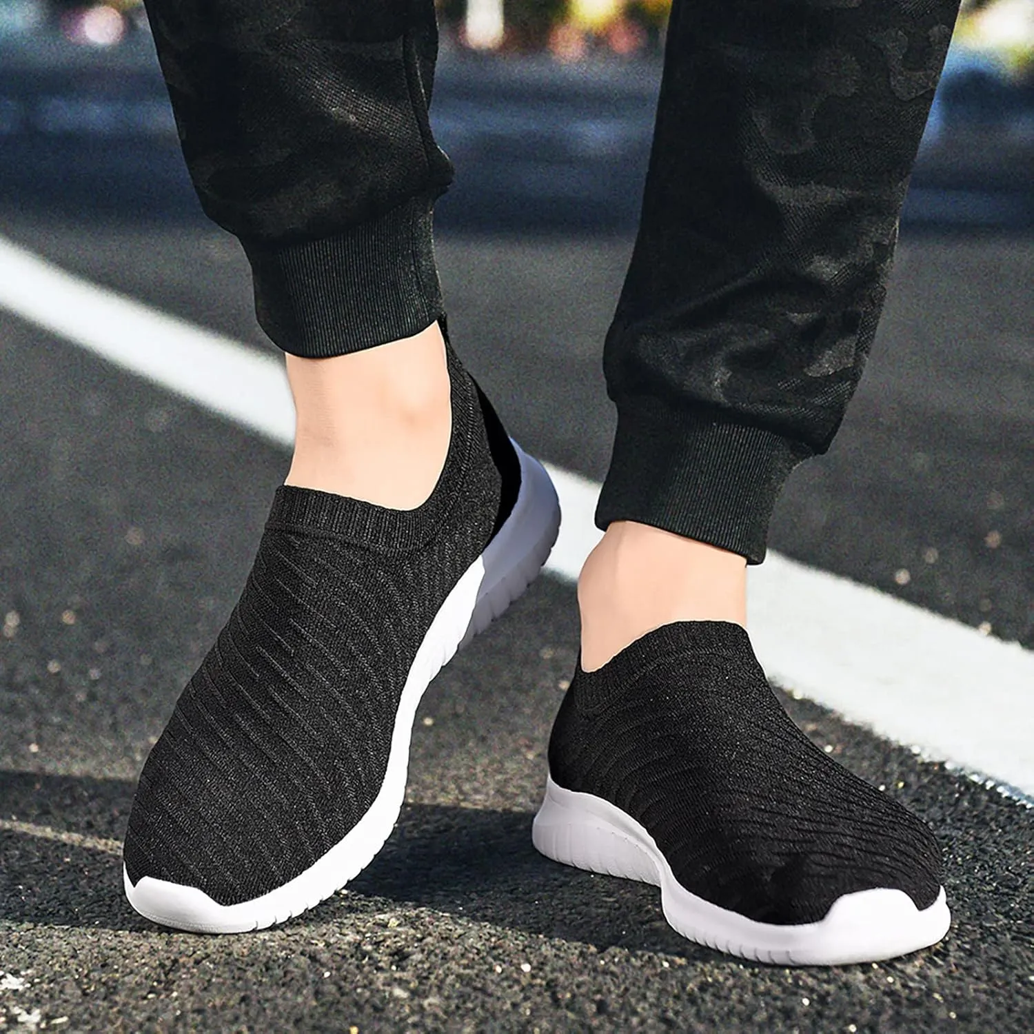 TIOSEBON Men's Slip On Walking Shoes Knit Mesh Tennis Sneaker