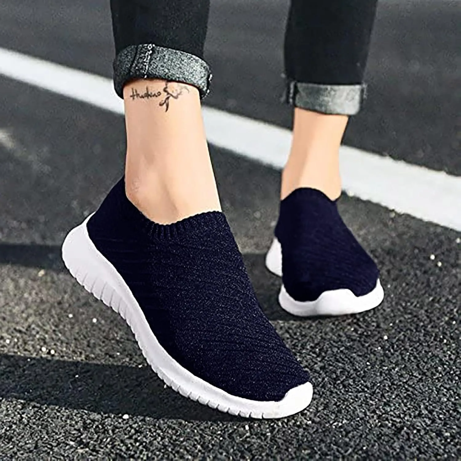 TIOSEBON Men's Slip On Walking Shoes Knit Mesh Tennis Sneaker