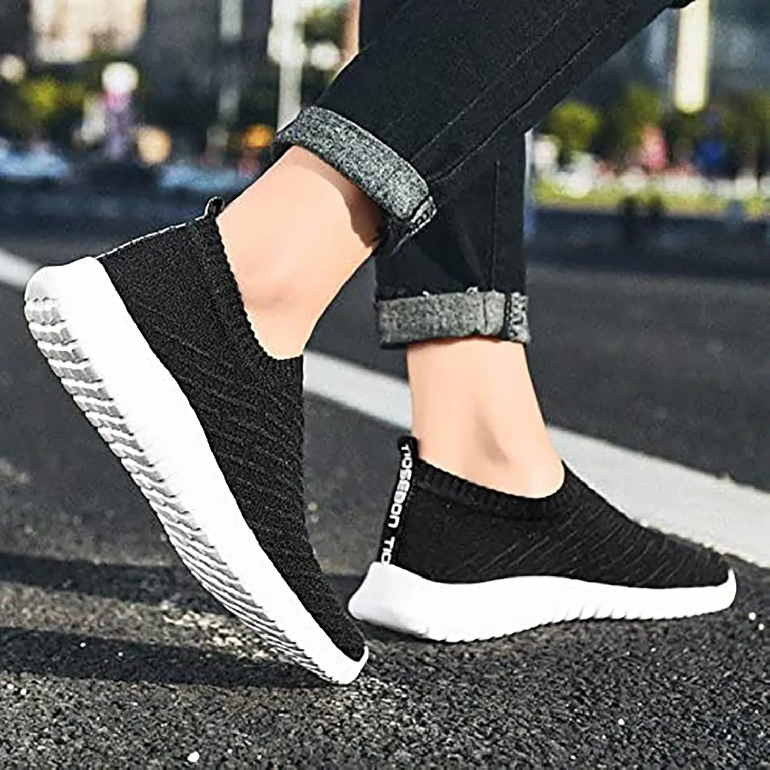 TIOSEBON Men's Slip On Walking Shoes Knit Mesh Tennis Sneaker