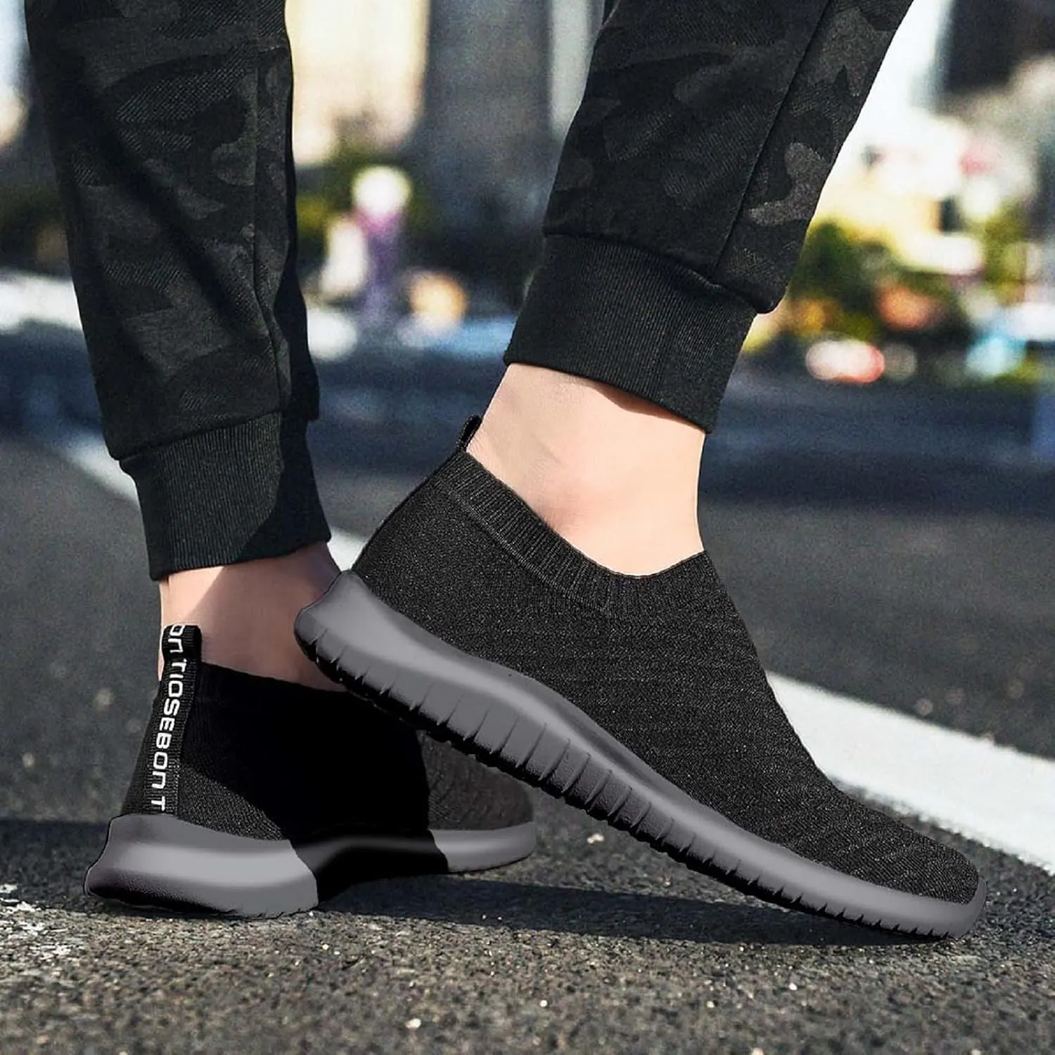 TIOSEBON Men's Slip On Walking Shoes Knit Mesh Tennis Sneaker