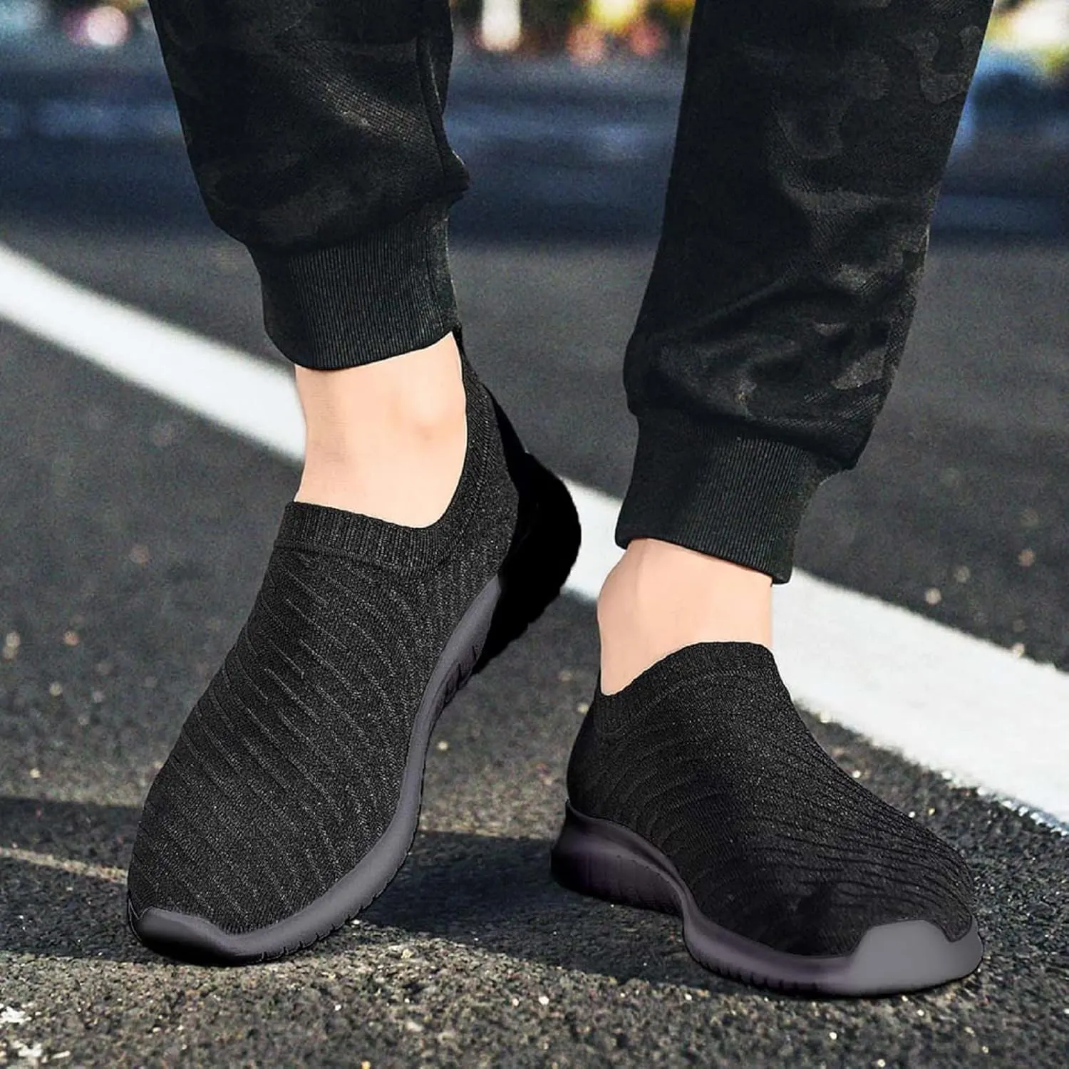 TIOSEBON Men's Slip On Walking Shoes Knit Mesh Tennis Sneaker