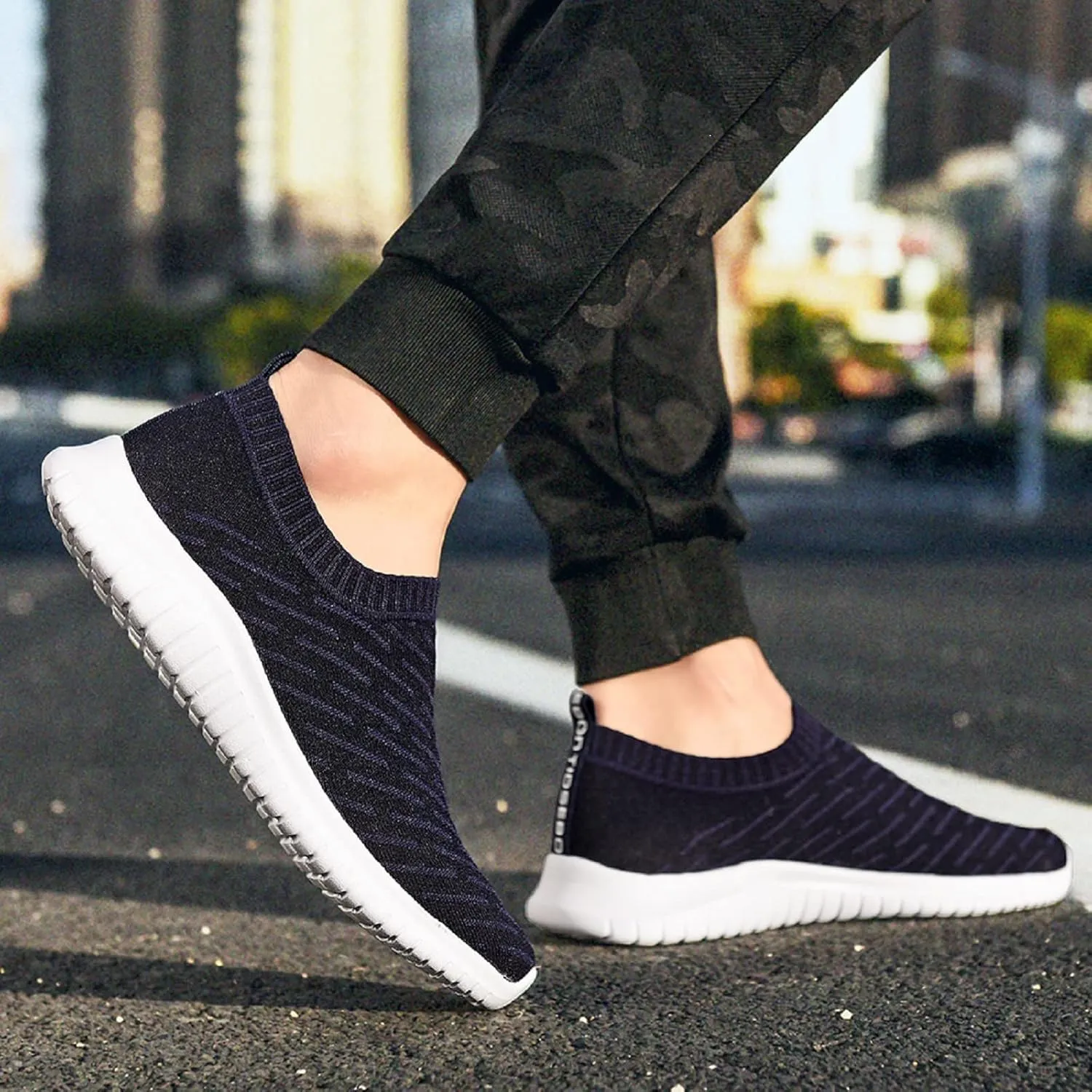 TIOSEBON Men's Slip On Walking Shoes Knit Mesh Tennis Sneaker
