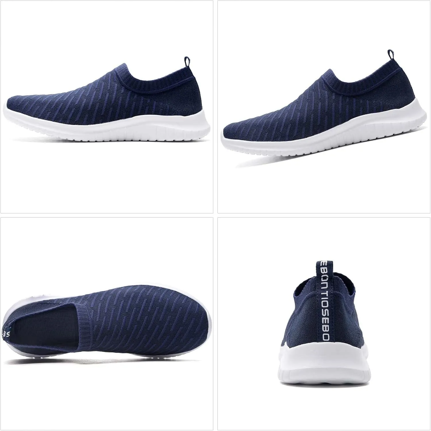 TIOSEBON Men's Slip On Walking Shoes Knit Mesh Tennis Sneaker