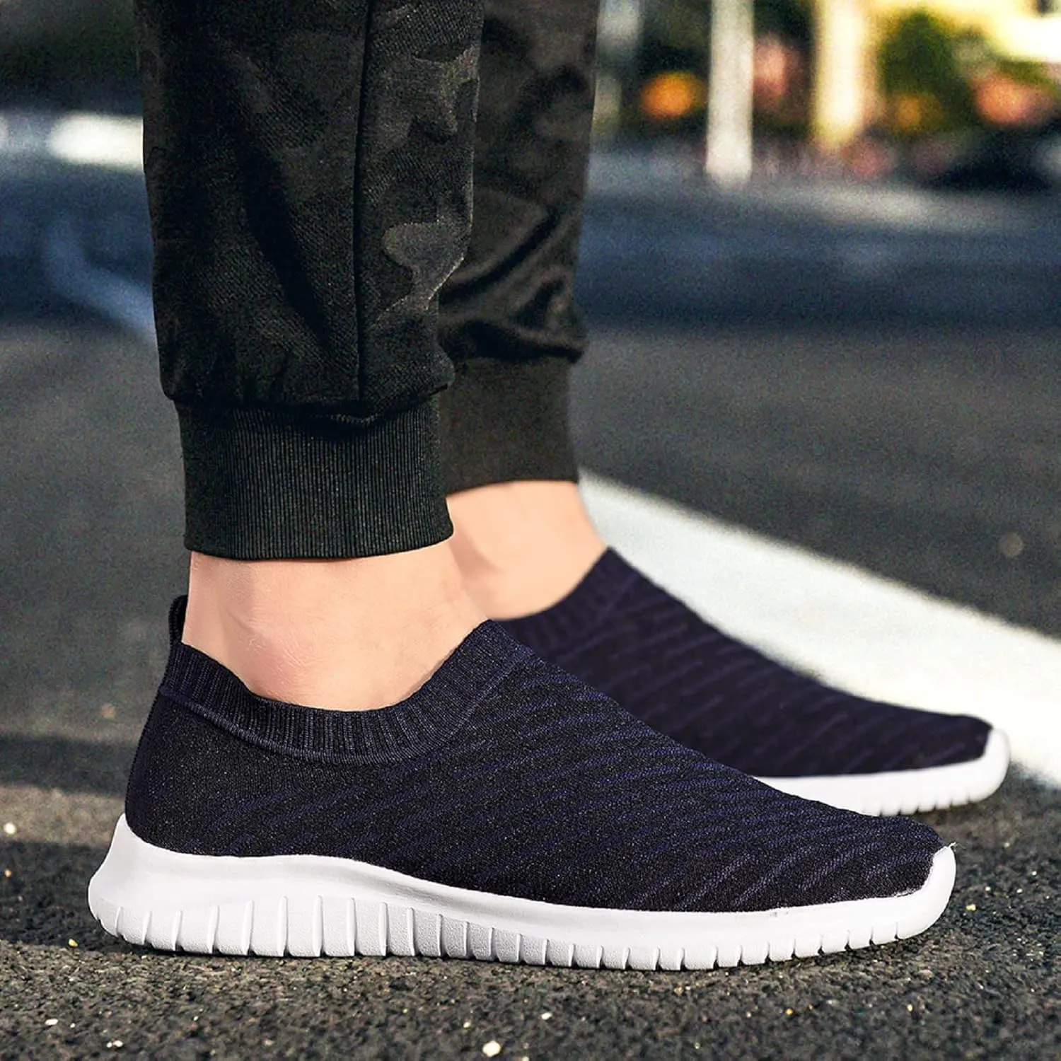 TIOSEBON Men's Slip On Walking Shoes Knit Mesh Tennis Sneaker