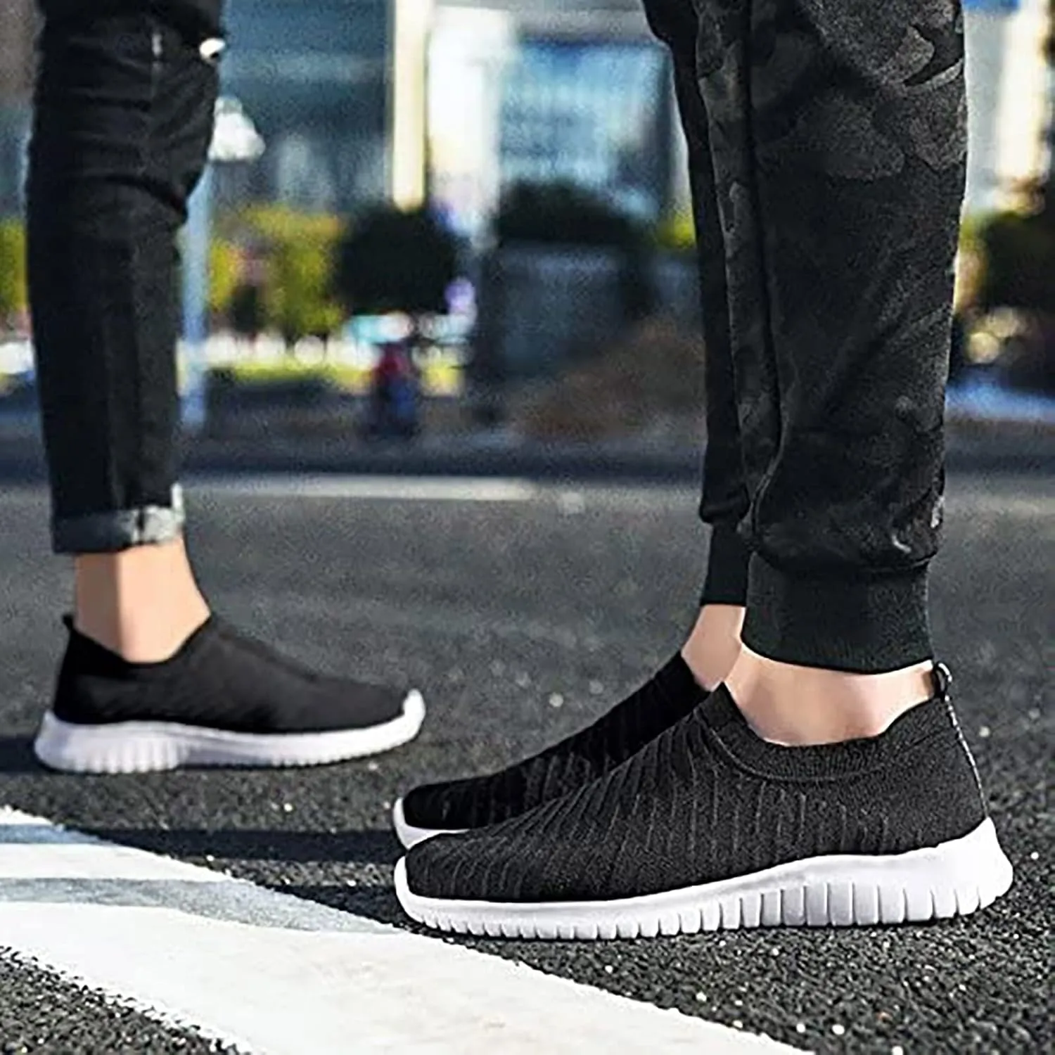 TIOSEBON Men's Slip On Walking Shoes Knit Mesh Tennis Sneaker