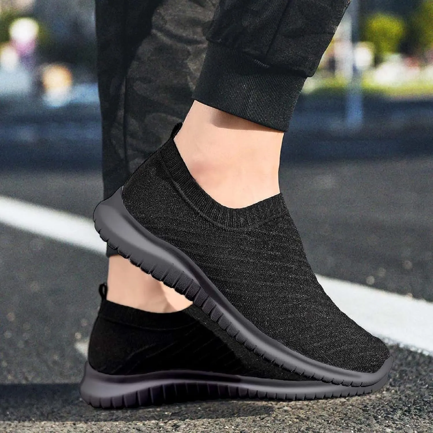 TIOSEBON Men's Slip On Walking Shoes Knit Mesh Tennis Sneaker