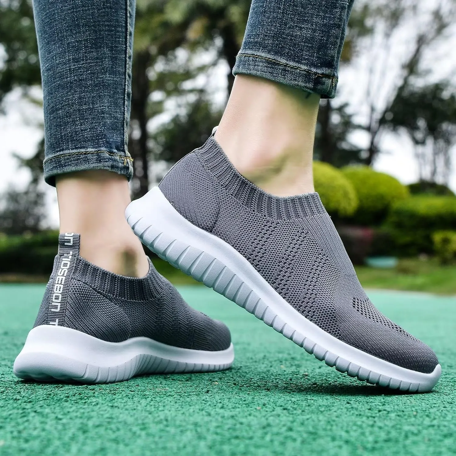 TIOSEBON Women's Walking Sock Shoes Elastic Knit Lightweight Slip on Breathable Yoga Sneakers