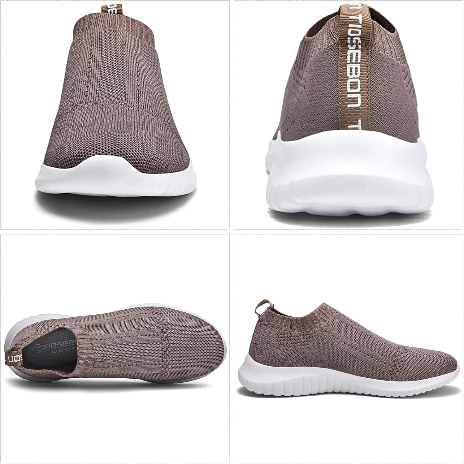 TIOSEBON Women's Walking Sock Shoes Elastic Knit Lightweight Slip on Breathable Yoga Sneakers