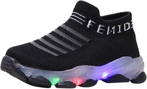 Toddler Boys Canvas Lights Slip On Sport Shoes Baby Girls Led First Walking Cozy Lightweight Breathable Sneaker