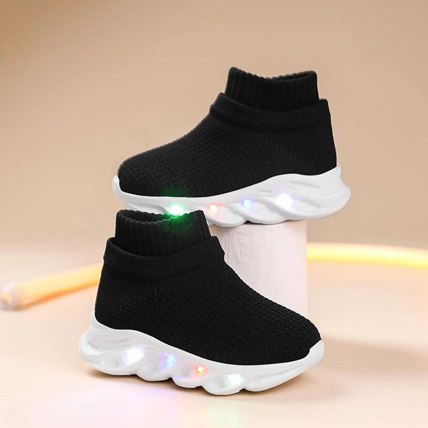 Toddler Light Up Shoes Little Kids Led Sneaker Breathable First Walking Athletic Casual Mesh Boys Girls Shoe