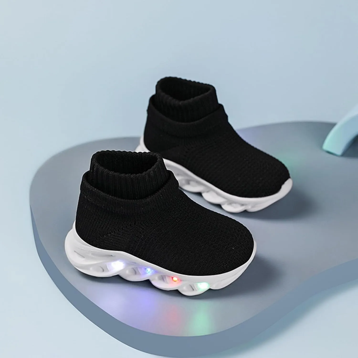 Toddler Light Up Shoes Little Kids Led Sneaker Breathable First Walking Athletic Casual Mesh Boys Girls Shoe