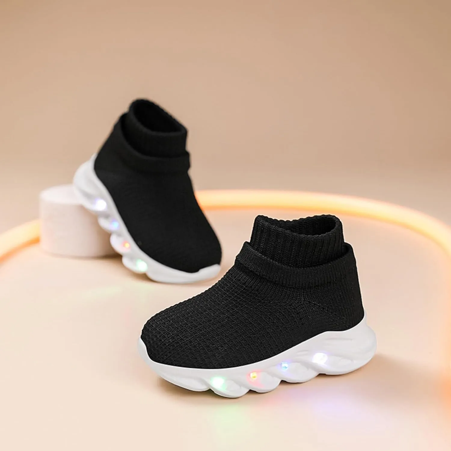 Toddler Light Up Shoes Little Kids Led Sneaker Breathable First Walking Athletic Casual Mesh Boys Girls Shoe