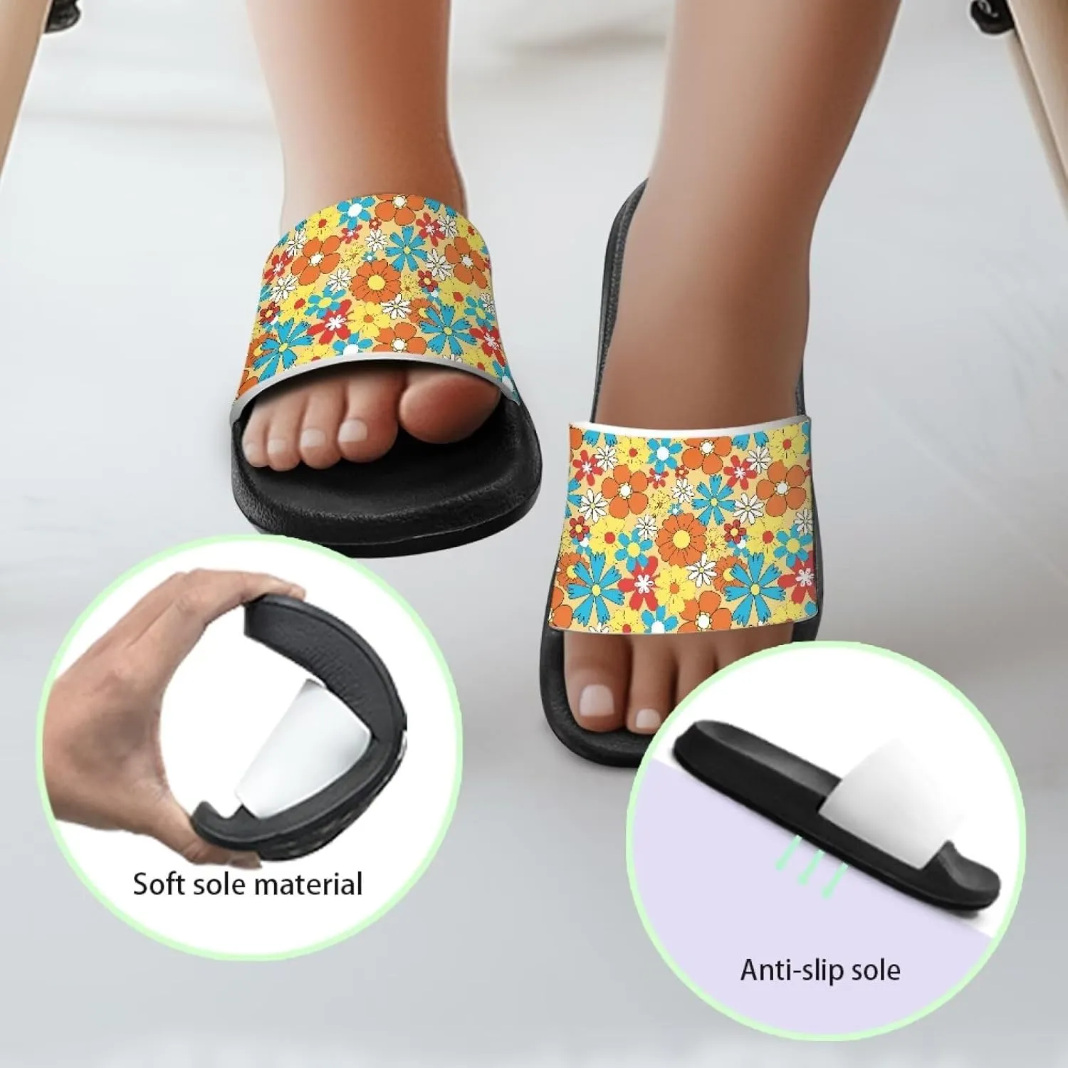 Toddler Sandals Comfy Sport Slides Non-slip Beach Slides Garden Slip On Shoes Water Friendly Bath Slippers
