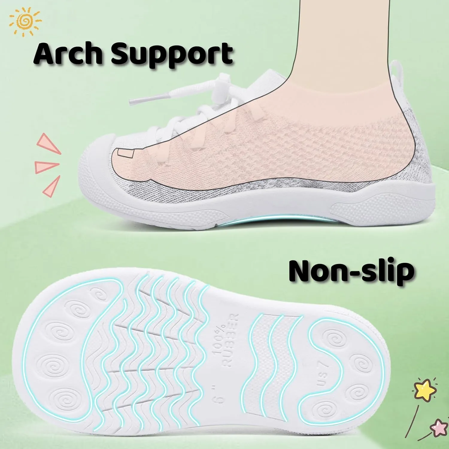 Toddler Shoes Boys Girls | with Arch Support | Slip-on| Barefoot | Breathable & Non-Slip Tennis Shoes