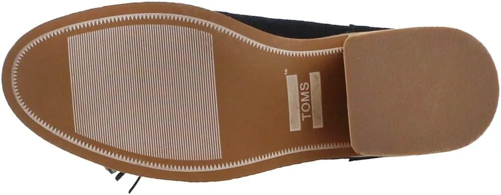 TOMS Womens Leila Tassel Fringe Round Toe Mule Casual Boots Ankle Mid Heel 2-3" - Black