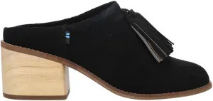 TOMS Womens Leila Tassel Fringe Round Toe Mule Casual Boots Ankle Mid Heel 2-3" - Black