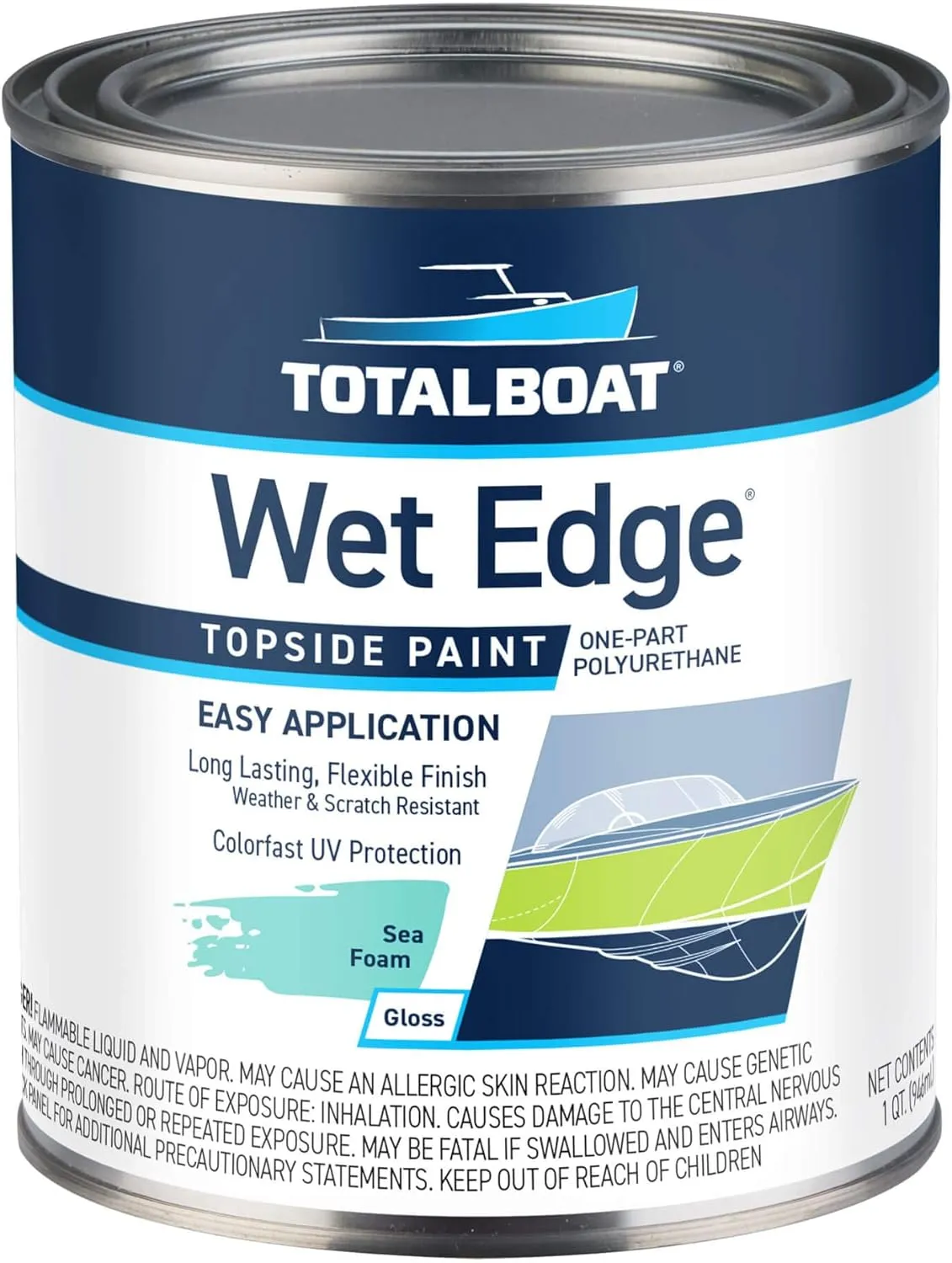 TotalBoat Wet Edge Marine Topside Paint for Boats, Fiberglass, and Wood (Sea Foam, 1 Quarts (Pack of 1))
