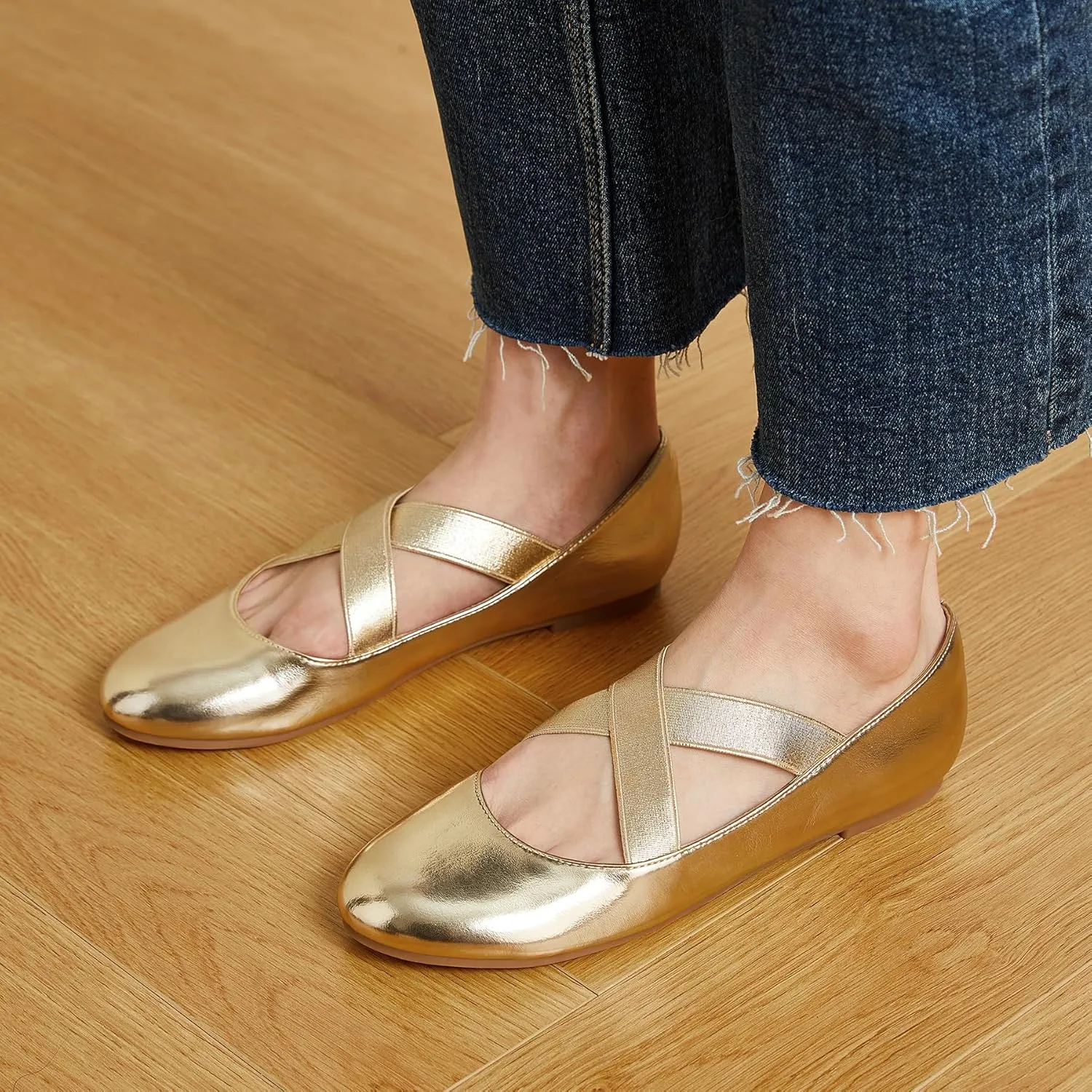 Trary Black Ballet Flats - Ankle Strap Mary Jane Shoes, Wide Width Women's Flats for Dressy Occasions