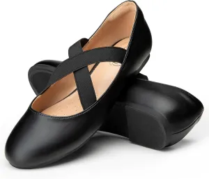 Trary Black Ballet Flats - Ankle Strap Mary Jane Shoes, Wide Width Women's Flats for Dressy Occasions