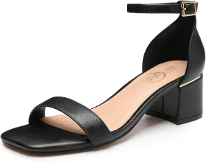 Trary Low Heels for Women Square Open Toe Ankle Strap Women's Pumps Dressy Shoes Block Chunky Heels Comfy Fashion Heeled Sandals for Women 2025 Adjustable Buckle 2.16 Inches Work Causal Party Wedding