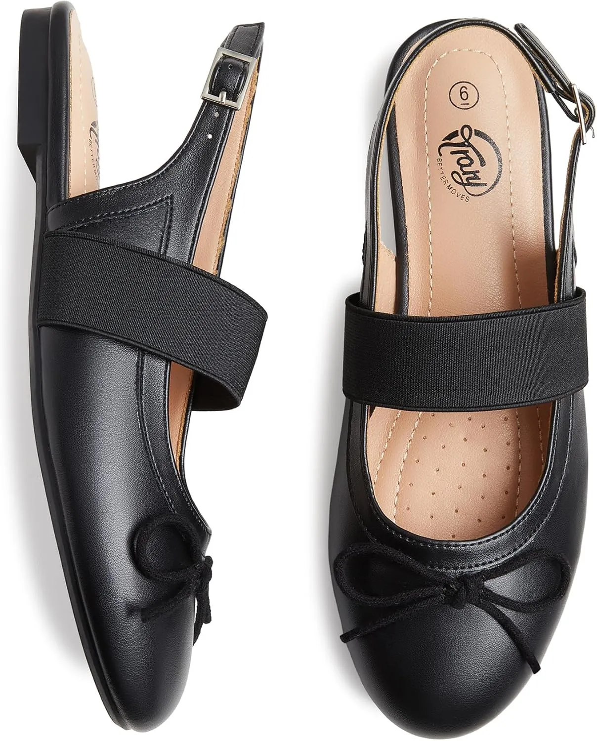 Trary Mary Jane Ballet Flats, Black Flats for Women, Ankle Strap Dressy Comfortable Flats
