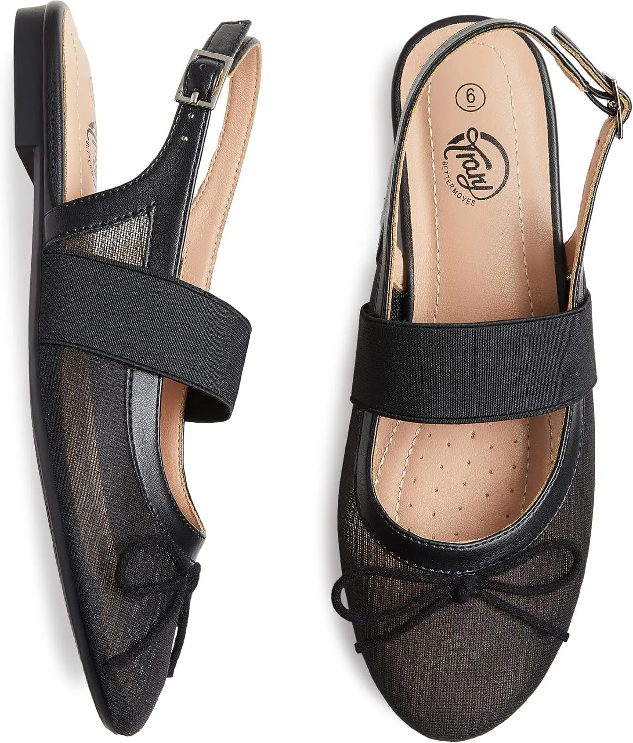 Trary Mary Jane Ballet Flats, Black Flats for Women, Ankle Strap Dressy Comfortable Flats