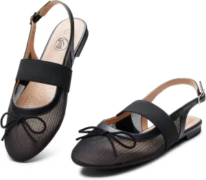 Trary Mary Jane Ballet Flats, Black Flats for Women, Ankle Strap Dressy Comfortable Flats