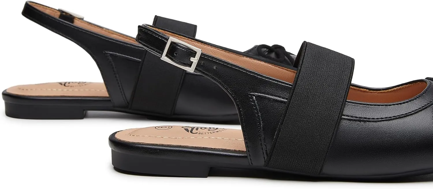Trary Mary Jane Ballet Flats, Black Flats for Women, Ankle Strap Dressy Comfortable Flats