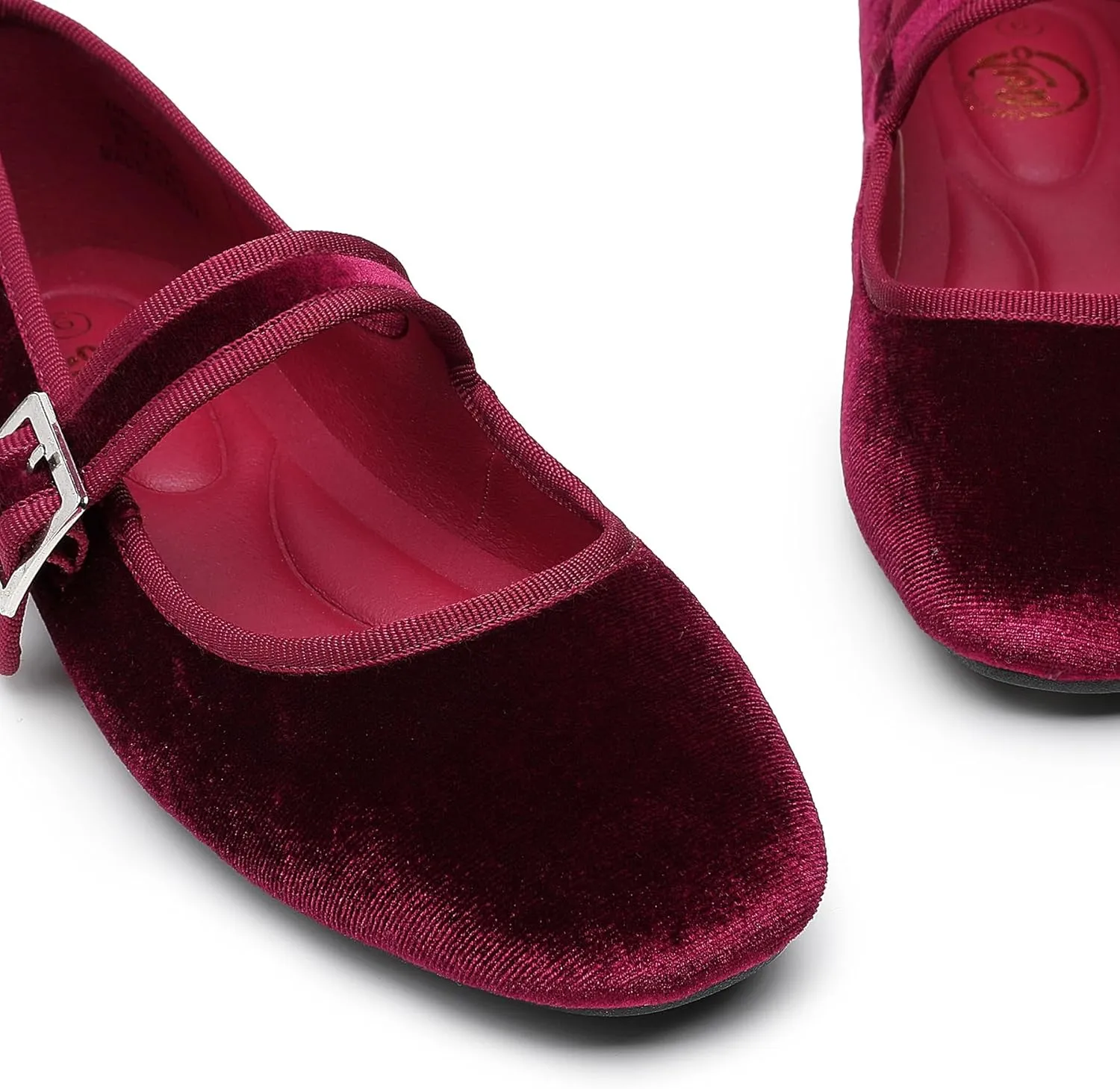 Trary Women's Ballet Flats,Square Toe Velvet Mary Jane Shoes Women,Comfortable Dress Shoes for Women Dressy