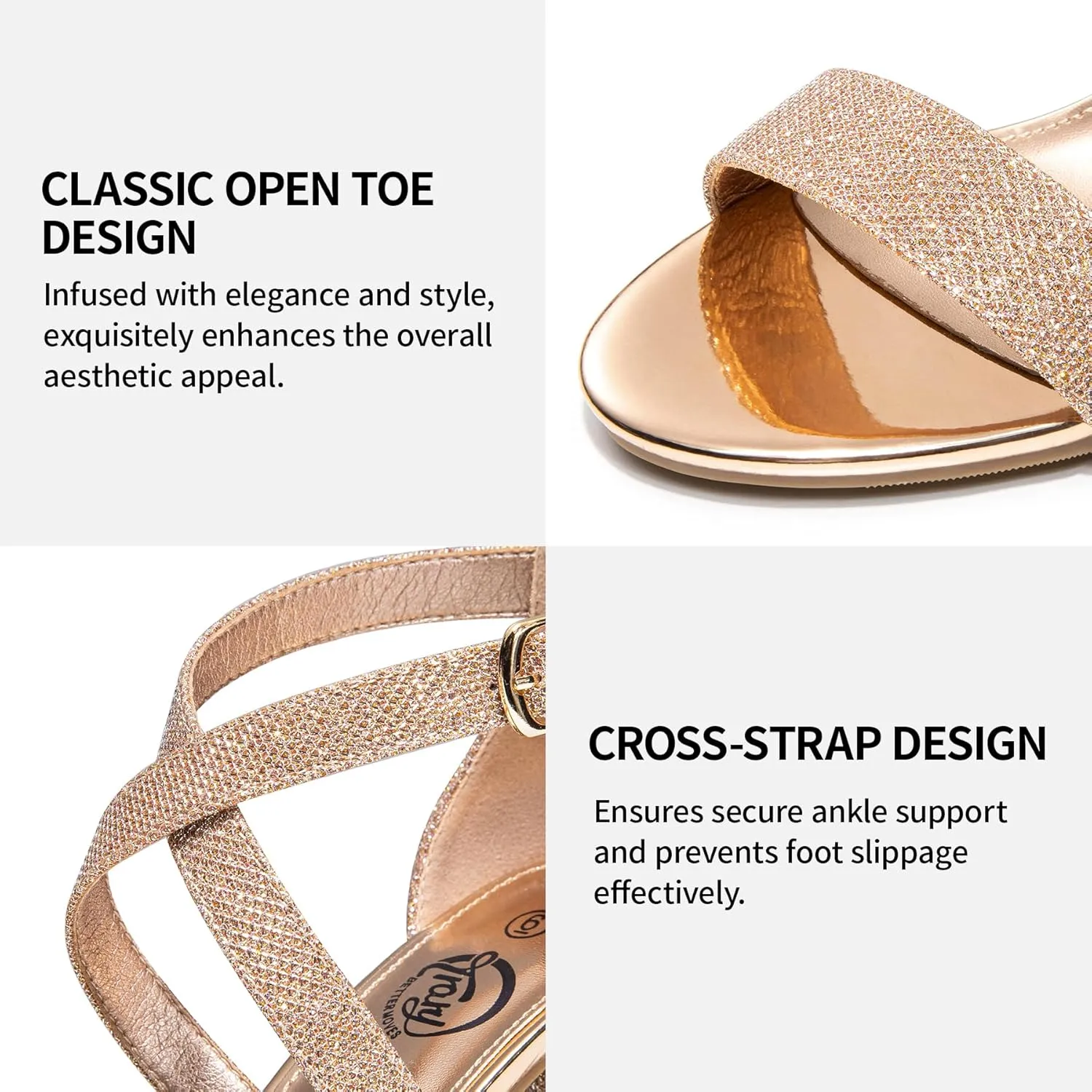 Trary Women's Sandal, White, Block Heel, Ankle Strap, Size 5-11.5, Formal Occasion Attendees