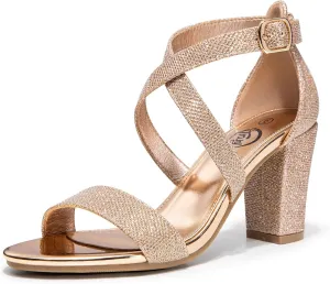 Trary Women's Sandal, White, Block Heel, Ankle Strap, Size 5-11.5, Formal Occasion Attendees