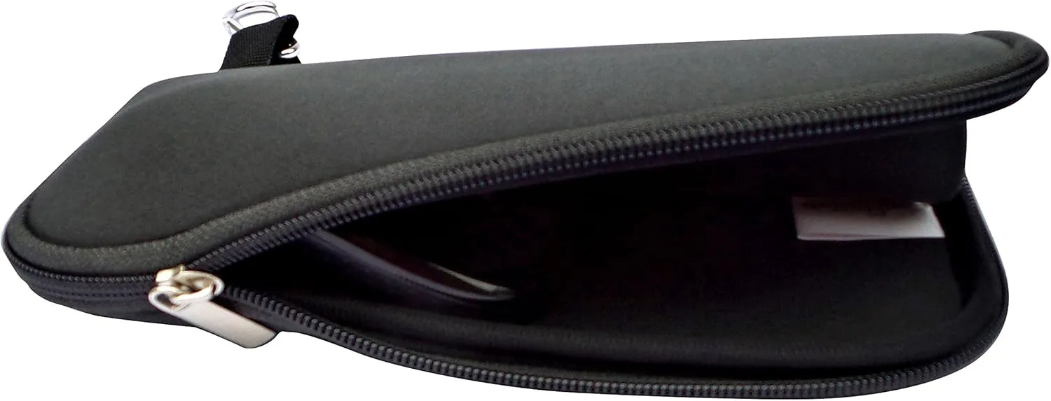 Travel Mouse Case Electronics Organizer Bag | Laptop Cord Cable Accessory Pouch with Extra Rolled Up Travel Mouse Pad | Neoprene Pouch Also Unzips Flat Into Mouse Pad (Black)