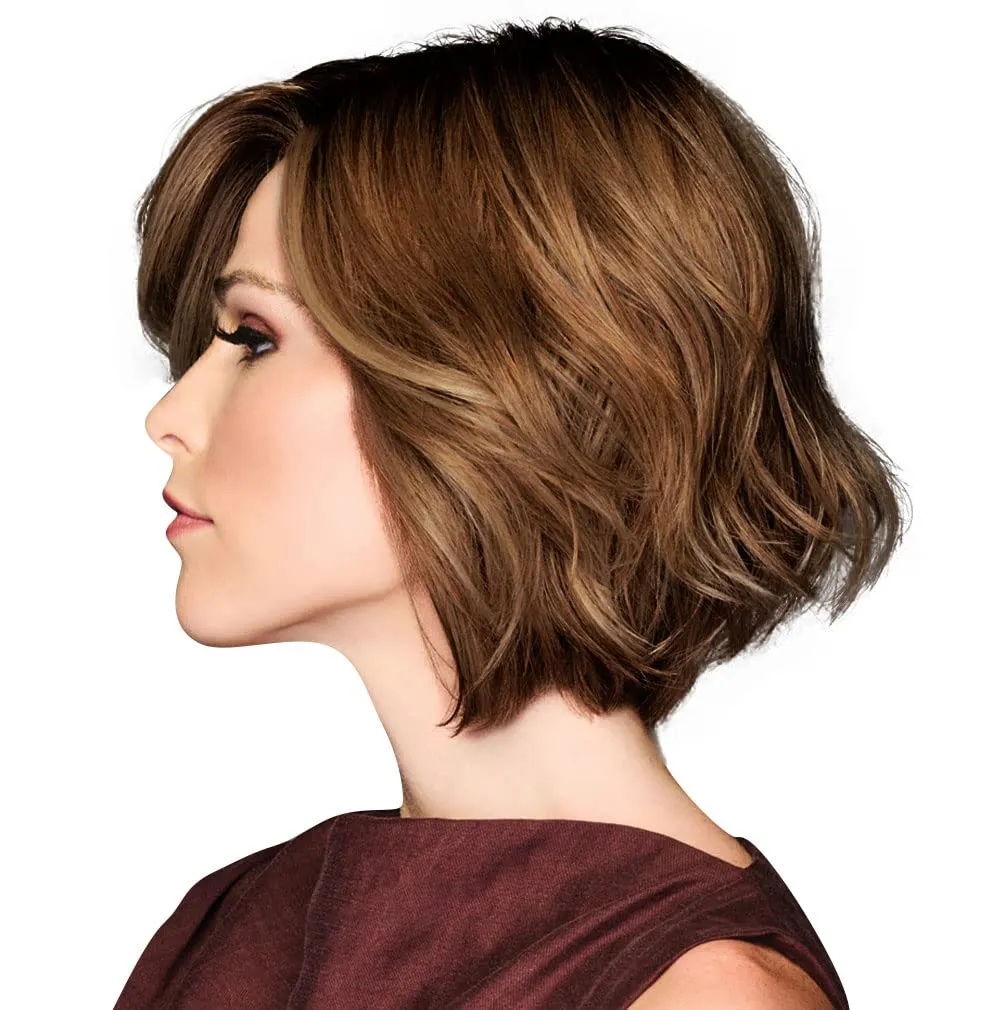 TREND ALERT Chin-Length Full Volume Bob Boy Cut Wig, Designer Series by Hairuwear, Average Cap Size, GF8-29SS Hazelnut