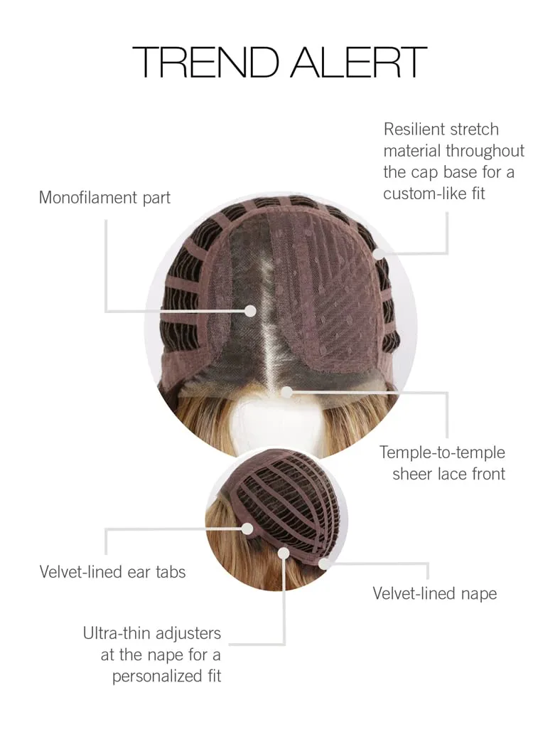 TREND ALERT Chin-Length Full Volume Bob Boy Cut Wig, Designer Series by Hairuwear, Average Cap Size, GF8-29SS Hazelnut