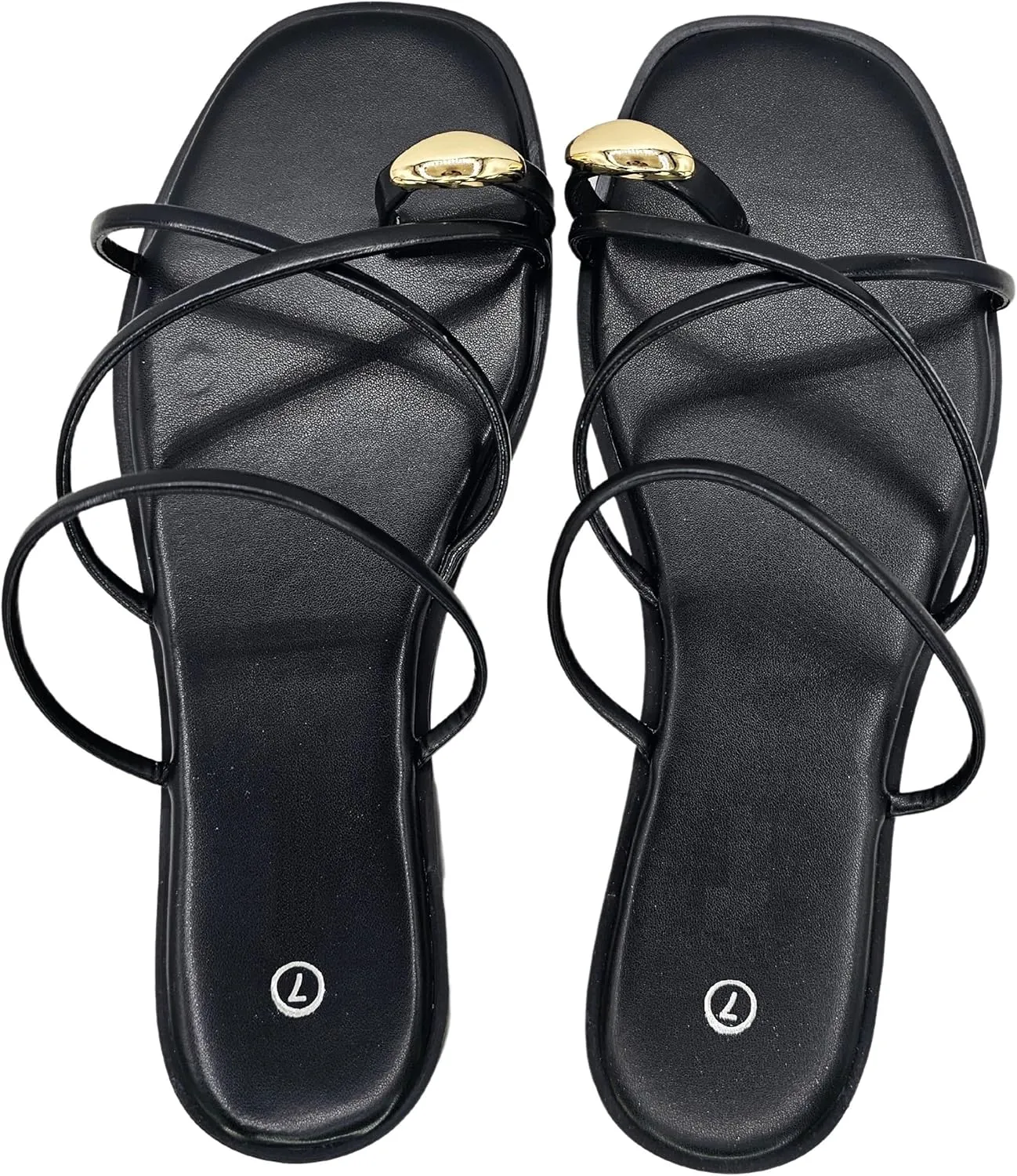 TruFox Women's Slide Sandals Flat Toe Ring Thongs with Cross Strap for Summer Slip On