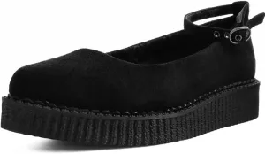 T.U.K. Shoes Black Pointed Ballet Ankle Strap Creeper Sneaker Flats for Women
