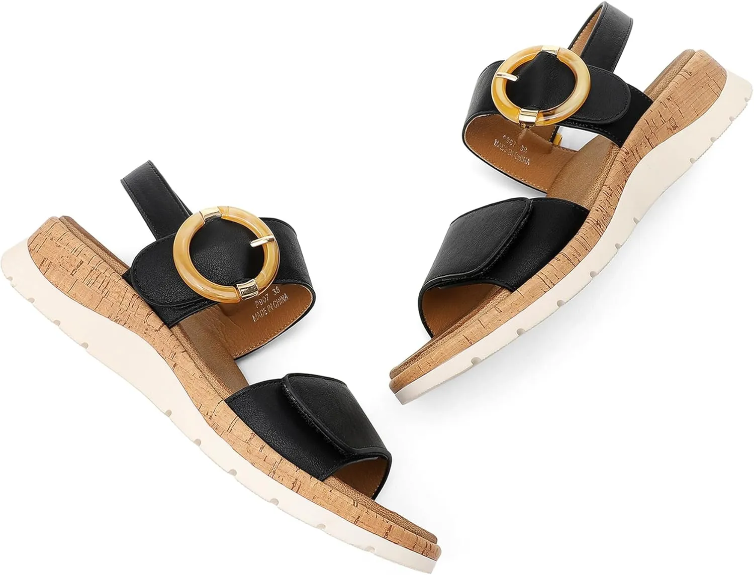UBFEN Womens Flat Sandals Arch Support Open Toe Walking Comfy Casual Low Wedge Summer Shoes