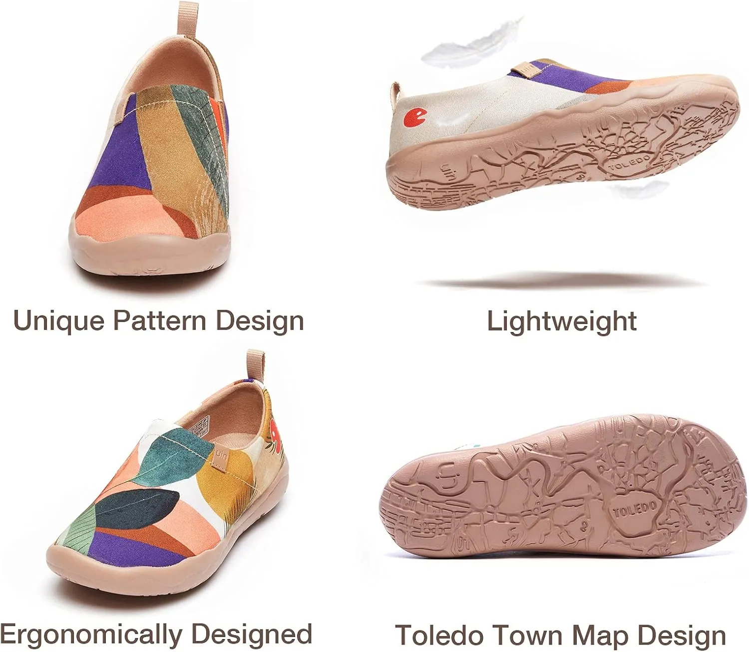 UIN Women's Art Travel Slip-On Shoes Casual Lightweight Breathable Flats Comfortable Loafers