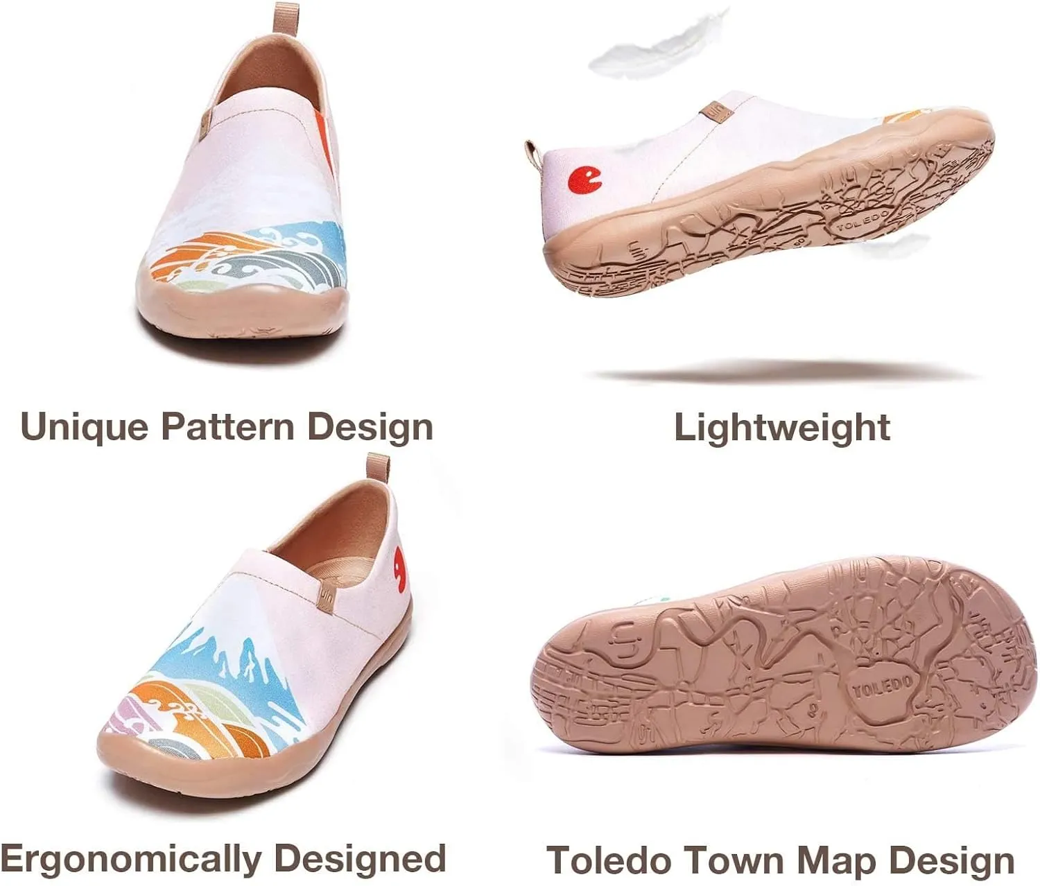 UIN Women's Art Travel Slip-On Shoes Casual Lightweight Breathable Flats Comfortable Loafers