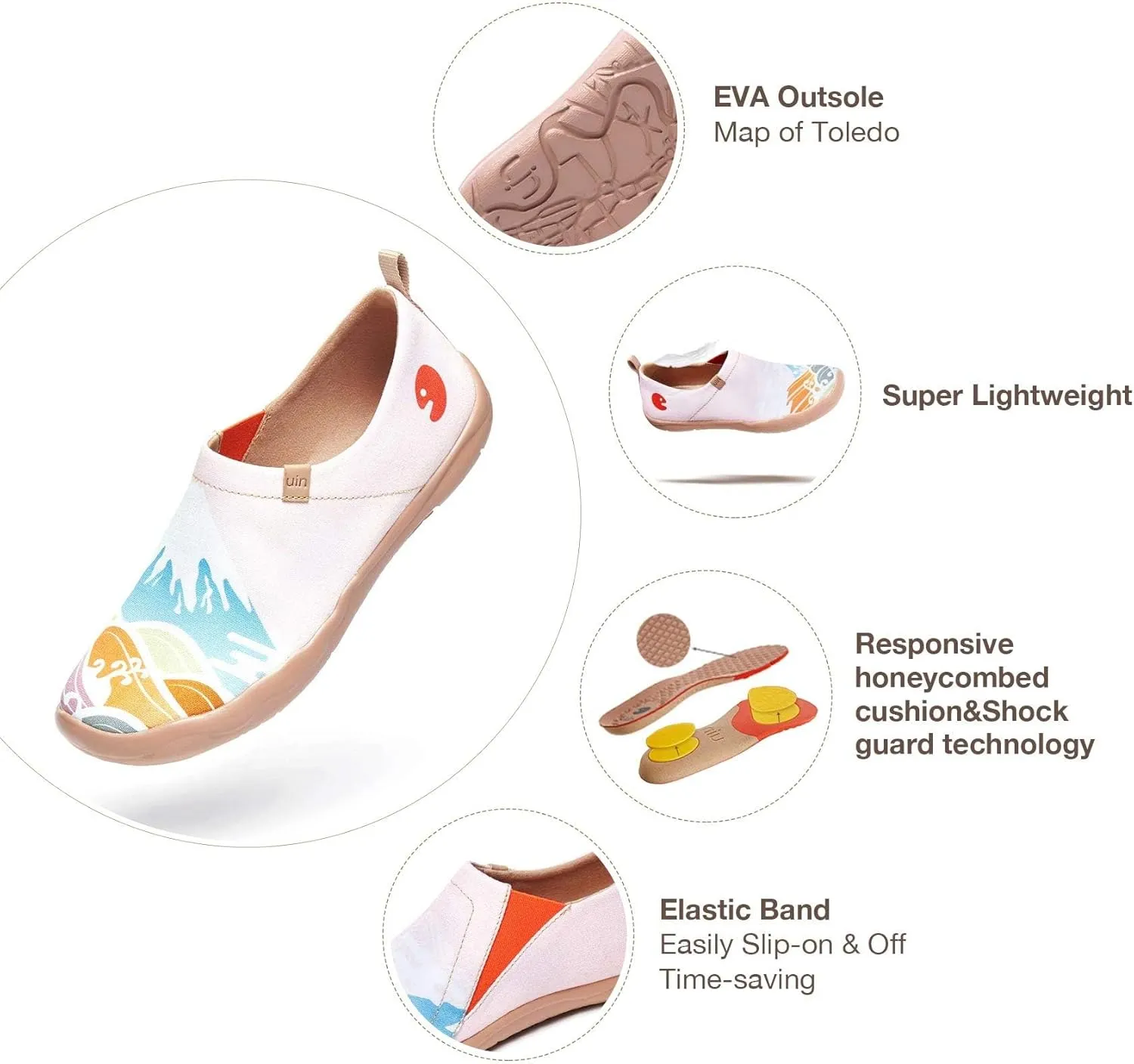 UIN Women's Art Travel Slip-On Shoes Casual Lightweight Breathable Flats Comfortable Loafers